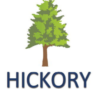 A Hickory Tree with the word Hickory beneath it used to represent the class name